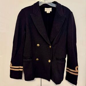 Navy Double-Breasted Jacket with Gold Accents